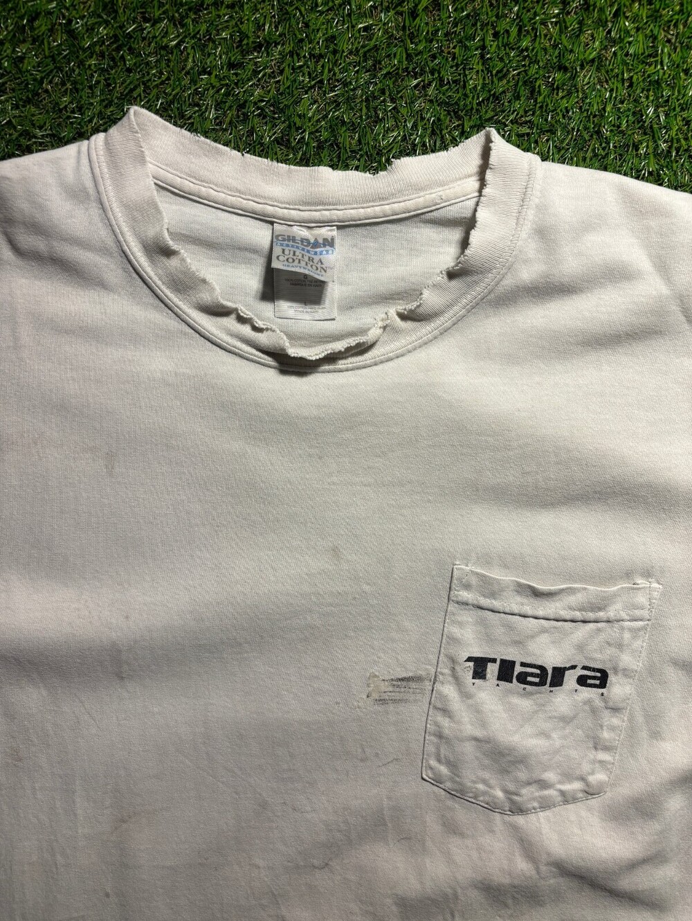 Distressed white t-shirt